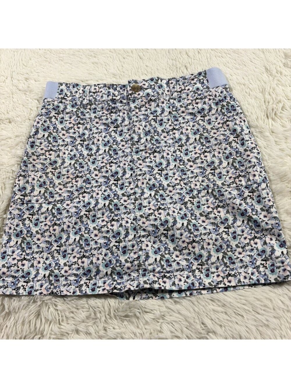 Lee womens blue floral skort 6 M regular fit midrise timeless comfort